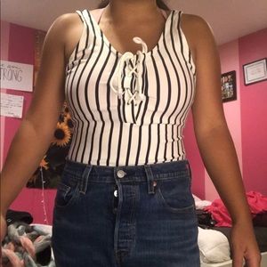 LA hearts one piece striped swimsuit